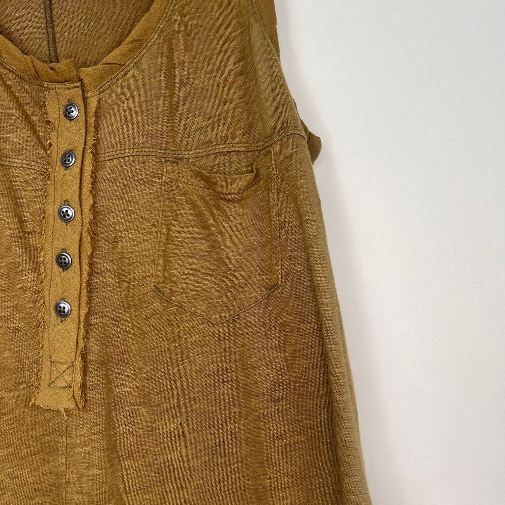 Free People traveler tank top moss green Henley linen sleeveless buttons size s - Picture 6 of 12